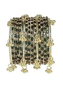 Swara Creations Kashmiri Ghungroo Raindrop Bangles Combo Set | for Women and Girls|Set of 16 Pcs (SKU417)