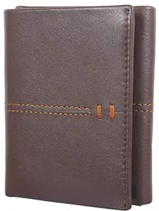 ROSVI Men's Brown Leather RFID Wallet 9 Card Slot 2 Note Compartment