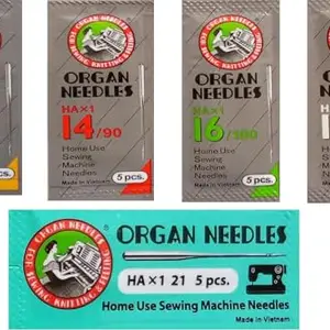 HUSKY QUALITY OUR PRIORITY Husky Organ Original Machine Needles Set of 5 Pack, Ha - 11, 14, 16,18,21 Works with All Automatic Sewing Machines(Usha/Singer/Brother/Rajesh) + 1 Sewing Tailor Measuring Ruler Tape Free