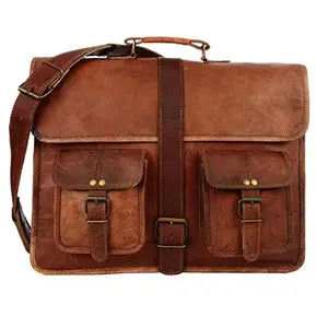 ZNT BAGS Leather Messenger Bag Brown 15 Inch Air Cabin Briefcase Leather Cross Body Shoulder Large Laptop (Coffe Brown)