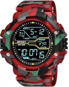 Acnos Polyurethane Premium Brand - A Digital Boy Watch (Black Dial, Red Strap), Red Band