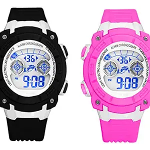 Time Up Combo of 2 Digital Dial Colorful Alarm Function,Waterproof,Multicolor Backlight Watches for Kids-EZ17-DCMB-BLACK-4