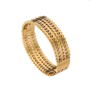 MIAMI Bracelet for Women | Fashion Golden Broad Wrist Bracelet for Woman Hand Accessories for Women Golden Bold Cuff Bracelets for Girls Birthday Gift for Women Anniversary Gift for Wife anti tarnish