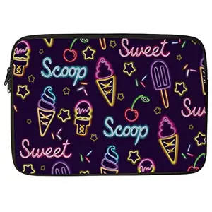 Crazyify Sweet & Scoop Printed Laptop Sleeve/Laptop Case Cover/Laptop Bag 11 inch with Shockproof & Waterproof Linen On All Inner Sides | MacBook/Laptop Sleeve for Men & Women