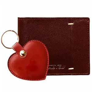 ABYS Valentine Day Special Genuine Leather Wallet with Key Ring Combo for Men