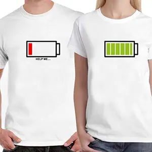 DreamBag Couple T - Shirt - Couple Battery Designs T- Shirt (Men-XXL/Women-S)
