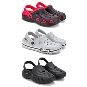 DRACKFOOT-Lightweight Classic Clogs || Sandals with Slider Adjustable Back Strap for Men-Combo(3)-3017-3016-3138-10 Black
