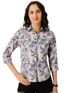 Tandul Women's Multicolor Shirt - Polycotton 3/4th Sleeve Casual Printed Shirt for All Occasions - Ideal for Casual, Festive, Beach, and Evening Events (9031) Large Size