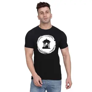 ALLEN BLACK Men's Round Neck T-Shirt, (GU_ S_7466_BZR) Black