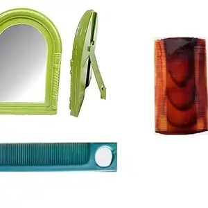 advancedestore Plastic Medium Size Mirror, Fine Tooth Dust Lice Clean Remove, Multicolor pocket Hair Combs (mirror+lice clean+pocket comb)