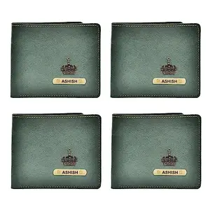Vorak Ahimsa Ahimsa Leather Personalized Men's 4 Pcs Classy Leather Wallets Combo | Customized with Name and Charm | Personalized Men's & Boys Wallet (Black)