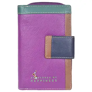 Leatherman Fashion LMN Genuine Leather Lilac Multicolored Women's Wallet 10 Card Slots