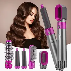 FlairFinds 5-in-1 Multifunctional Hair Dryer Styling Tool, Detachable 5-in-1 Multi-Head Hot Air Comb, Negative Ion Automatic Suction Hair Curler, Hot Air Blower Styler (Multicolor) (Pack of 1)