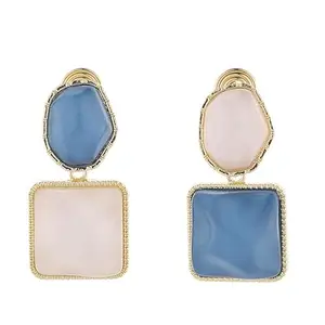 MYKI Glossy Blue Marble Finish Casual Dangle Earring For Women & Girls