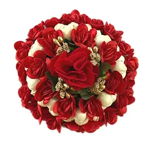 GuruEmbellish GuruEmbelish Artificial Flower Bridal Juda Bun Hair Acessories Gajra, Red