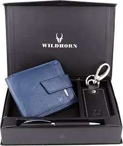 WildHorn Leather Men's Blue Wallet Combo