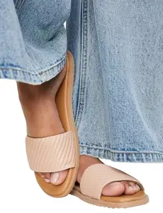 Max Women Quilted Open-Toe Flat Sandals,Nude,36