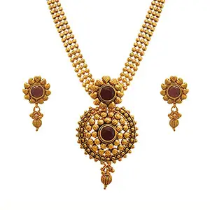 JFL - Traditional Ethnic One Gram Gold Plated Stones Designer Necklace Set for Women & Girls.,Valentine