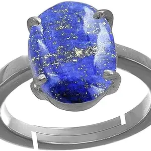 JAGDAMBA GEMS 12.96 Carat Lajward Lazward Stone Original Natural Lapis Lazuli Lajwart Lazwart Gemstone Panch Dhatu silver Coated adjustable ring With Lab Certificate