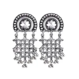 Total Fashion Designer Traditional Oxidized Silver Plated Alloy Danglers Earrings For Women And Girls