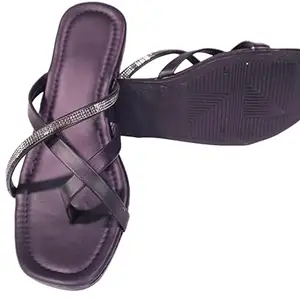 Women Ethnic Flats Footwear for Women | Fancy & Stylish Slippers for Party and Formal Wear Black Chain-7