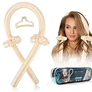 Ailevant Women Heatless Hair Curlers For Long Hair, No Heat Silk Curls Headband You Can To Sleep In Overnight, Soft Foam Hair Rollers, Curling Ribbon and Flexi Rods for Natural Hair (Rose)