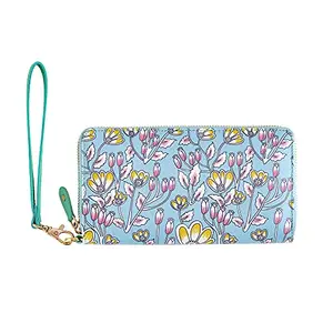 Chumbak Women's PU Tokyo Blooms and Boons Wristlet Wallet - Teal