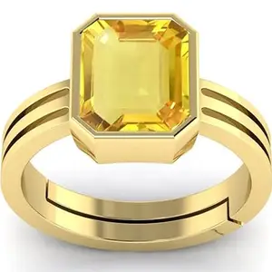 BALATANK 10.50 ratti / 9.00 carat Pukhraj Panchdhatu Natural Yellow Sapphire Gemstone Gold Plated Ring for for Men and Women By Lab - Certified
