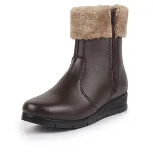 FAUSTO Women High Top Side Zipper Platform Wedge Heel Formal Furr Boot | Winter High Ankle Slip On Boots