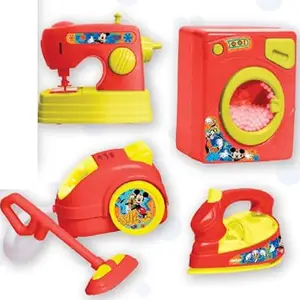 Household Toys Mickey Theme, Set of 4 Toys , 1 Washing Machine , 1 Sewing Machine , 1 Vacuume Cleaner and 1 Press, Each Toy Battery Operated