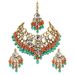 Lucky Jewellery Meenakari 18K Gold plated Multi color Uncut dibbi Kundan Combo Necklace Set