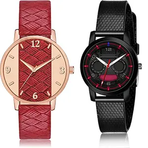 NEUTRON Designer Analog Red and Black Color Dial Women Watch - GM399-(59-L-10) (Pack of 2)