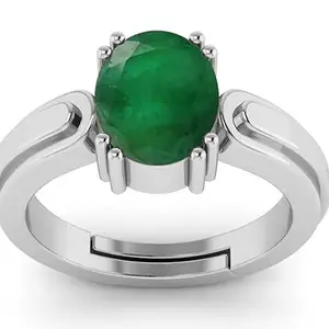 RRVGEM Emerald Ring 3.00 Carat 3.30 Carat Natural Emerald Ring Silver Plated Adjustable Ring Astrological Gemstone for Men and Women {Lab - Tested}WITH CERTIFICATE