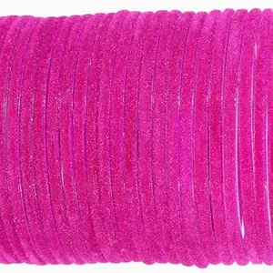 Simple Glass Bangles Set For Women and Girls with Velvet | Bangles For Women Glass | Chudi Set | Plain Glass Bangles For Women | Stylish Glass Bangles- Set of 24 (Magenta, 2.4)