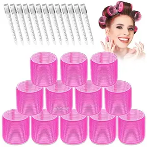 APOEM Jumbo Rollers Hair Curlers 24 Pcs Set with 12Pcs Jumbo Large Hair Rollers and 12 Pcs Hair Clips for Long Medium Hair Volume