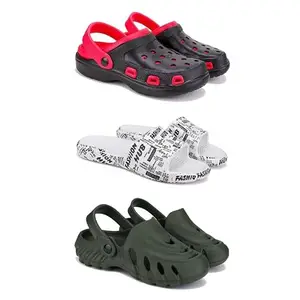 DRACKFOOT-Lightweight Classic Clogs || Sandals with Slider Adjustable Back Strap for Men-Combo(4)-3017-3104-3137-8 Khaki