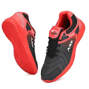 ASE 2.0 Badminton Shoes|Ideal for Badminton, Table Tennis, Volleyball 8 UK/IND Red, (Attack_RED_08)