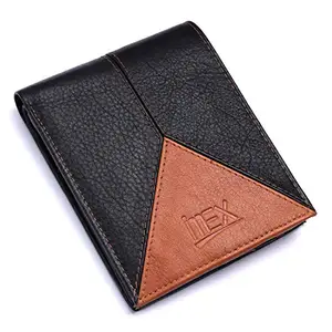 iMex Men's Dual Tone Genuine Leather Wallet (Black Tan)