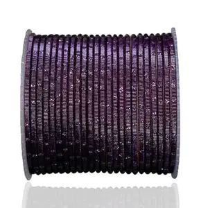 The Golden Cascade Wine Color Metal Bangles for Women | Cutting Design Bangles for Ladies | Chudi for Girls | Bangle Set for Wedding Occasions (Pack of 24) (Wine, Large 2-8)