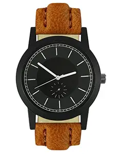 Acnos® Premium Black Dial Brown Strep Analogue Watch for Men Pack of 1 (FX417)