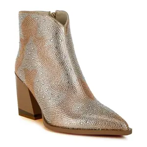 London Rag Rhinestones Embellished Ankle Boots
