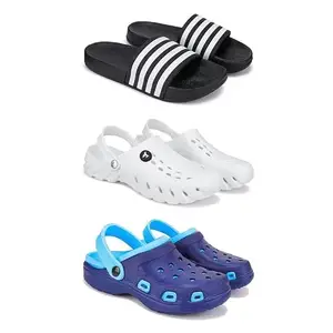 Lightweight,Classic SliderSandals with Clogs for Men-Combo(3)-3024-3145-3019-10 Blue-5331