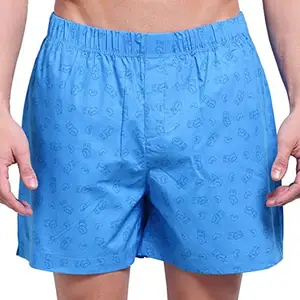 Zoiro Trend Men's Cotton Printed Boxer | S-Malibu Blue