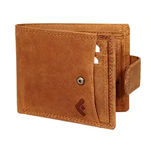 FUSTAAN Genuine Hunter Leather Men, Tan Wallet with Separate Card Holder