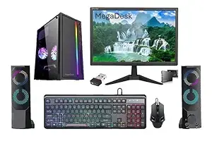 FZ10 Desktop Computer Set, i5 2400, 16GB RAM, 256GB SSD, 19-inch HD LED Monitor, RGB Keyboard Mouse, Sound Bar, Windows 10 (16-256GB)