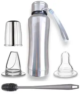 RB POINT 2 in 1 Sip in Style Leak-Proof Thermosteel Baby Feeding Milk-Water Bottle for 24 Hours Temperature Control (250 ml)
