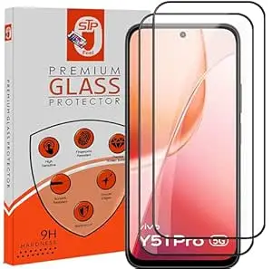 STP FEEL Premium Tempered Glass Screen Protector Guard Compatible For Vivo Y51 Pro 5G (6.75 Inch, Pack of 2) | Edge to Edge Coverage With Easy to installation kit for Smartphone