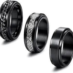 MEENAZ Silver Ring for Men Mens couples gents unisex Boys Boyfriend Friends Stainless Steel thumb Band Stylish adjustable proposal Couple Platinum combo Valentine Anniversary 3 Finger RINGS 304_21