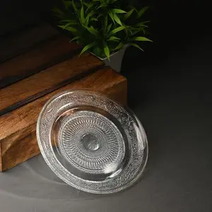 AFAST Designer Glass Dinner, Lunch, Snack Serving Plate, 18X18X2 CM