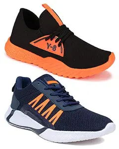 Camfoot Men's (9263-9312) Multicolor Casual Sports Running Shoes 9 UK (Set of 2 Pair)